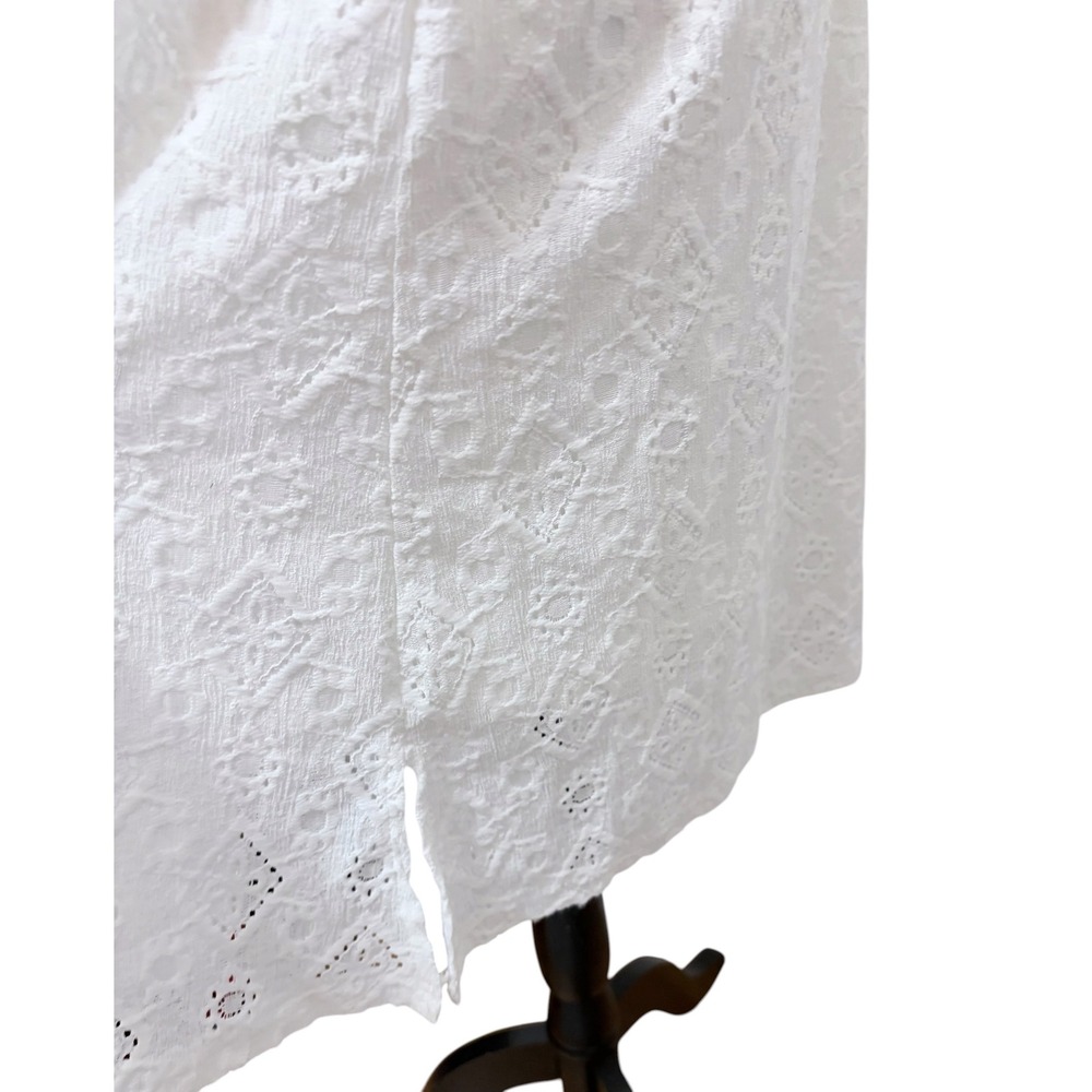White Eyelet Lace Size Large Halter Neck Tie Waist Dress Summer Cottagecore - Picture 6 of 9